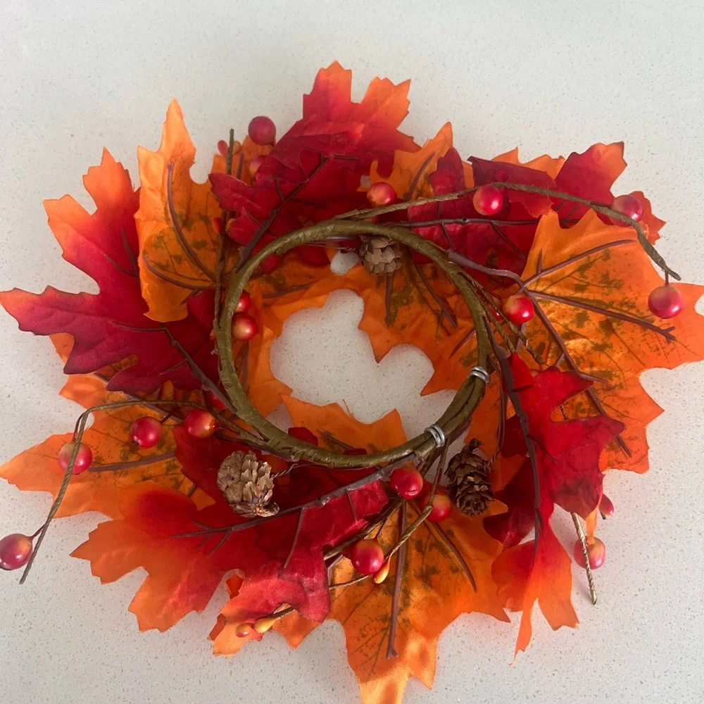 Autumn Leaf Wreath - Orange and Red
